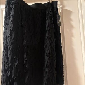 Worthington Black Fringe Skirt | NWT | Textured Statement Skirt